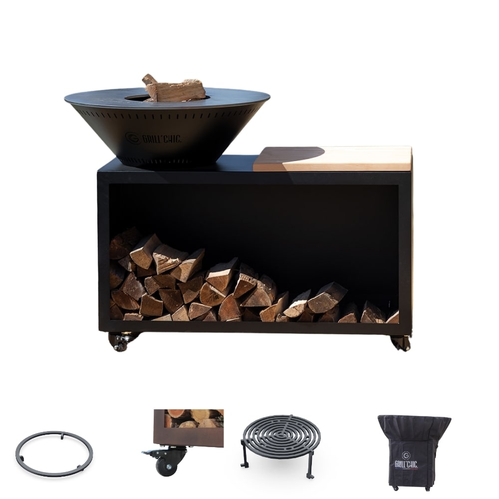 Privilege Pack Traditioneller Feuerkorb Stahl 83 Schwarz Doppelte Wanne