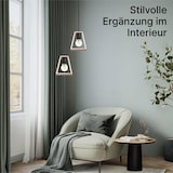 thumbnail of Hängelampe LED mit Kabel – Deckenleuchte mit schwarzer Metall-Lampenfassung und Beiger Lampenschirm aus Holz
