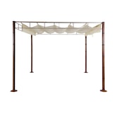 thumbnail of Pergola HWC-L42, Garten Pavillon Terrassenüberdachung, stabiles 7cm-Metall-Gestell 3x3m Bambus-Optik ~ creme-weiß