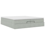 thumbnail of vidaXL Ottoman-Bett mit Matratzen Hellgrau 200x200 cm Samt