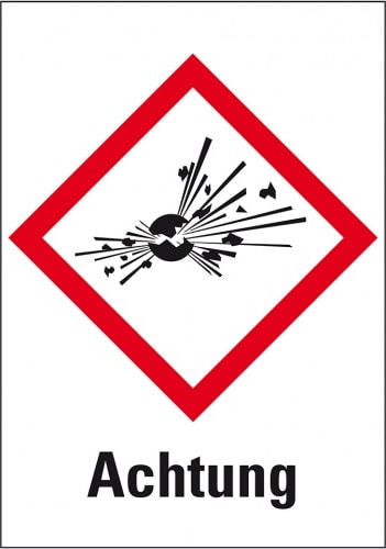 Dreifke® Aufkleber I Gefahrensymbol Explodierende Bombe GHS 01, Achtung, Folie, 105x148mm, GHS-Verordnung