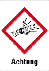 thumbnail of Dreifke® Aufkleber I Gefahrensymbol Explodierende Bombe GHS 01, Achtung, Folie, 105x148mm, GHS-Verordnung
