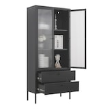 thumbnail of Mein-Regal Vitrine Paris Schwarz aus Metall mit Schubladen und Glastüren