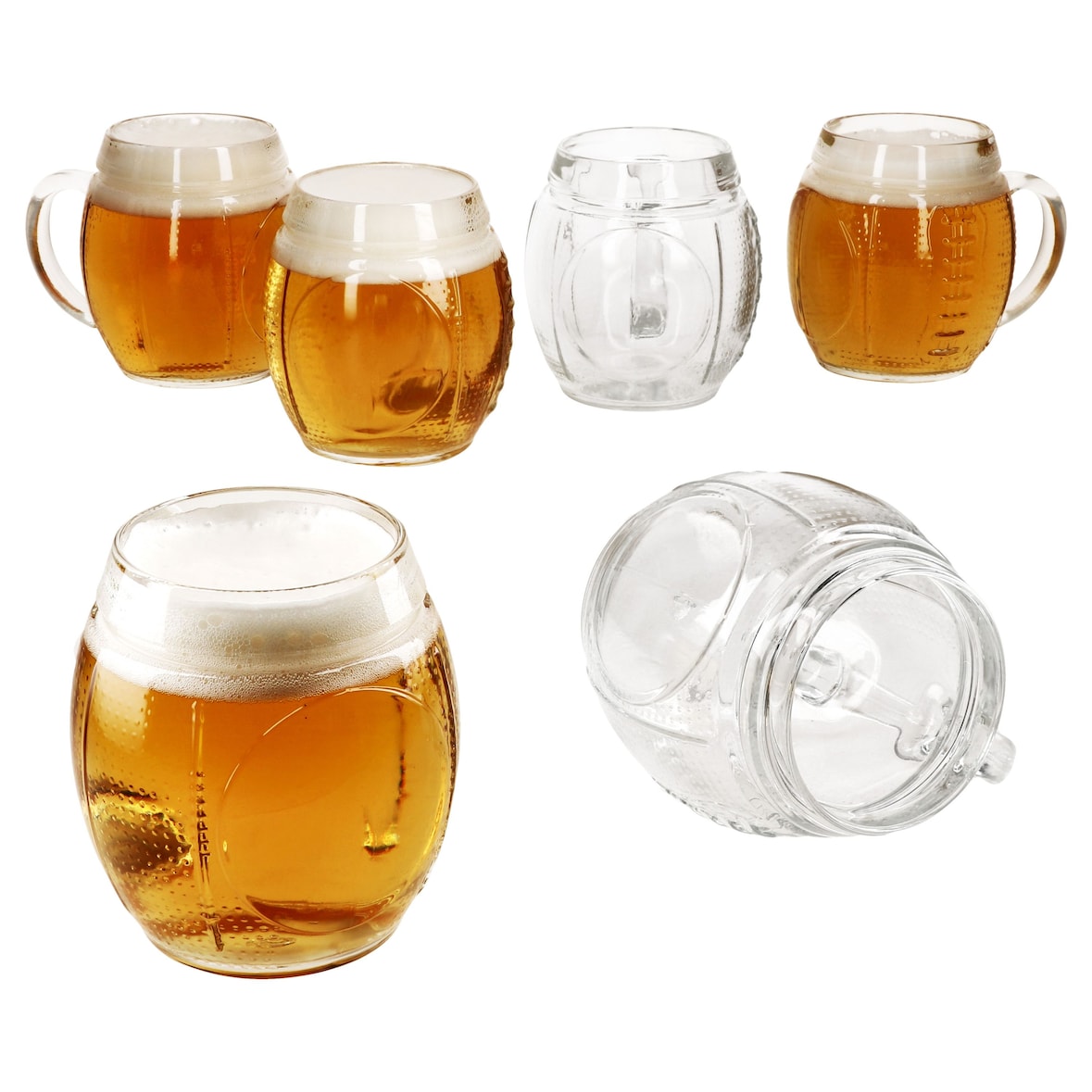 6x Football Biergläser 0,5L geeicht Pille-Relief 6 Personen Bierkrüge aus Glas