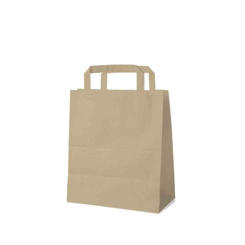 250 Papiertragetaschen braun 18 + 8 x 22 cm – Einkaufstaschen mit Innenhenkel