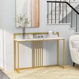 thumbnail of COSTWAY Konsoletisch, Beistelltisch, Gold, Flurtisch, Marmor-Optik, Schmaler Eingangstisch, Goldfarbener Metallrahmen