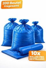 thumbnail of Müllbeutel 120 Liter 200 Stück Müllsäcke Blau LDPE Müllsack 80×110 cm T60, 20 Beutel pro Rolle