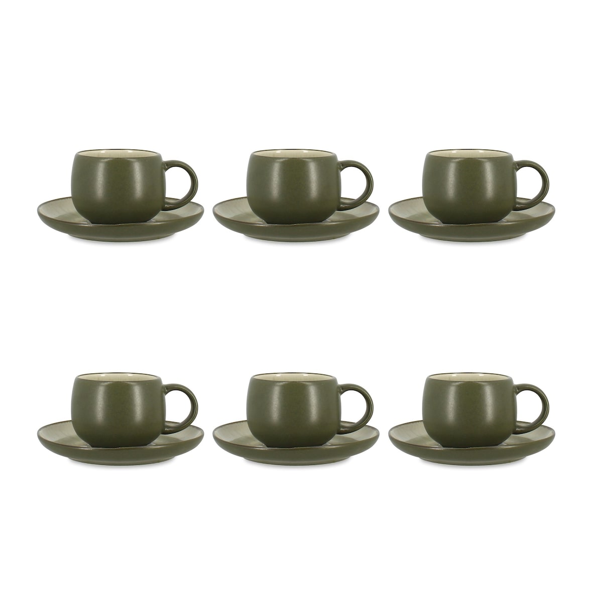 Ogo Living - Lot 6 paire-tasse oli 22cl en grès vert