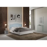 thumbnail of Cama con somier 160x190 estructura fresno blanco cabecero microfibra azul claro Grace