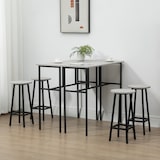 thumbnail of Barset Essgruppe Grau 100x40x90 cm mit 2 Tischen und 4 Barhockern, Industrial Design, Stahlgestell, platzsparend und pflegeleicht
