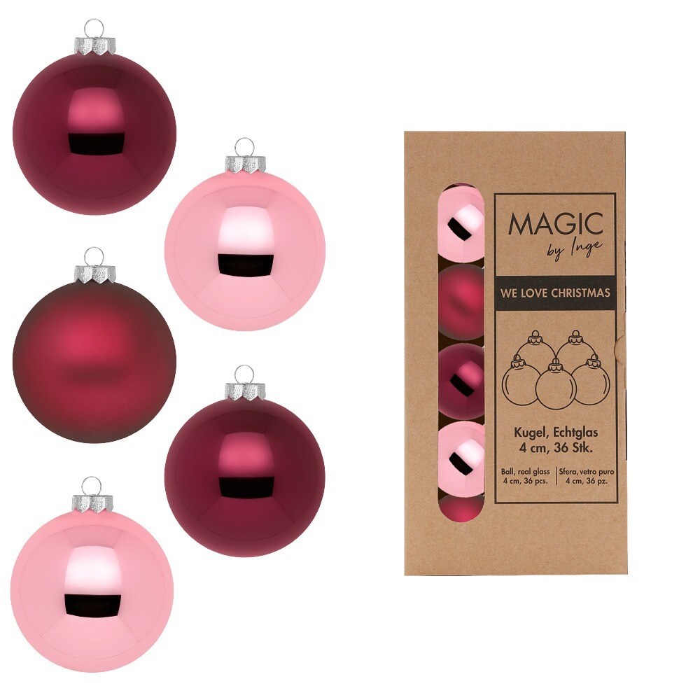 36 Weihnachtskugeln 4cm Glas Christbaumkugeln Weihnachtsbaumkugeln klein beere