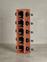 thumbnail of Weinregal MUMBAI Massiv-Holz Sheesham Flaschen-Regal Wandmontage für 5 Flaschen Holzregal modern mit Ablage 70