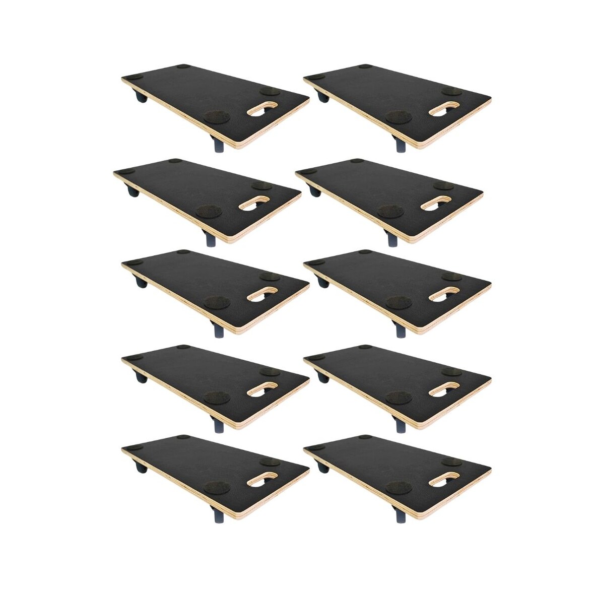 PROREGAL Mega Deal 10x Profi Transportroller mit 4 Rollen | HxBxT 11,5x30x60cm | Traglast 200kg | Siebdruckplatte | Schwarz | Möbelroller Rollbrett