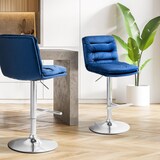 thumbnail of CHEFGASTRO 2er Set Barhocker SEGOVIA Samt Chrom HxBxT 94x42x56cm Samt Blau Barstuhl