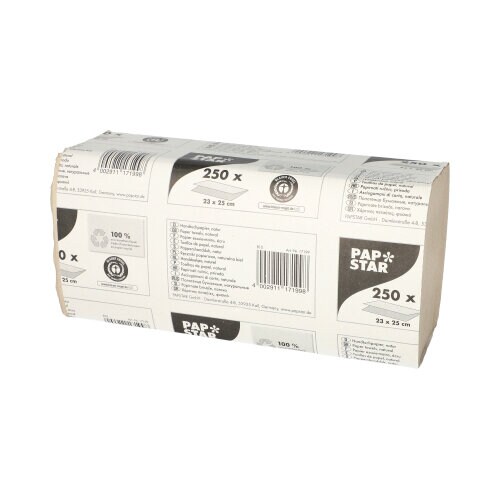 PAPSTAR 250 Blatt Handtuchpapier V-Falz 23 cm x 25 cm natur Zick Zack, 1-lagig