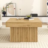 thumbnail of Holztisch quadratisch 79x79x46 cm, Kaffeetisch Wohnzimmer Tisch minimalistisch PB MDF Holzfarbe kompakt modern skandinavisch robust stabil