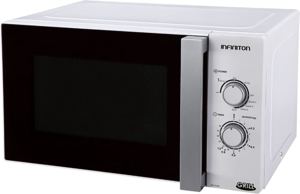 Um micro-ondas branco com uma janela de forno preta.