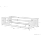 thumbnail of Niedriges Kinderbett Bodenbett 90x200 Kiefer massiv Zubehör wählbar V-60.28-09 Rollrost inkl.