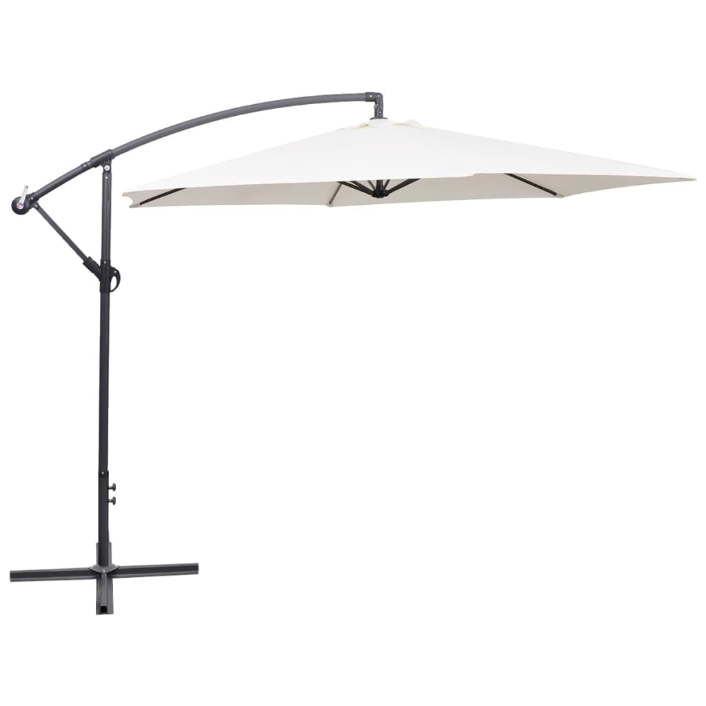 Parasol de jardin en porte-à-faux 3 m blanc sable Modèle Atlas Riviera Élite