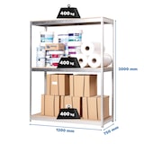 thumbnail of SimonRack Industrieregal, 2000x1200x750 mm, 400 kg am Biegepunkt, 3 Holzböden, Garagenregal, Verzinkt/Holz- Ecoforte