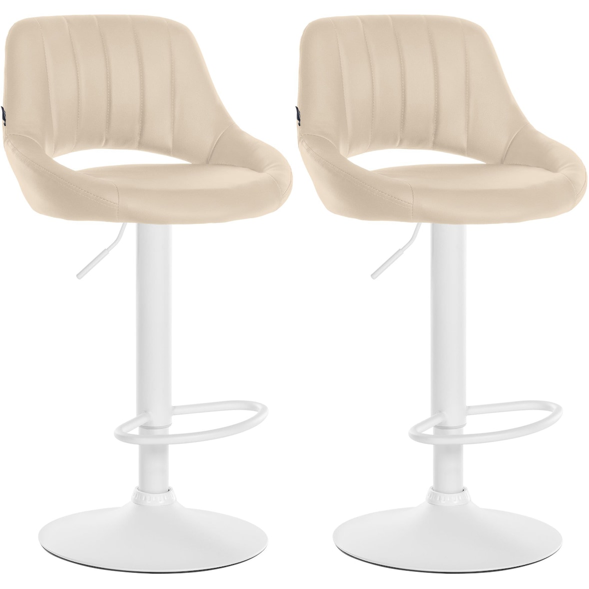 2er Set Barhocker Milet Kunstleder creme/Metall matt weiss