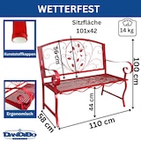 thumbnail of DanDiBo Gartenbank Rosso Wetterfest 2 Sitzer Metall Rot 110 cm 96707 Sitzbank Eisen Bank Garten Antik Parkbank
