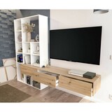 thumbnail of Dmora Wohnwand Wausau, Wohnzimmer-Set mit 3 Schubladen, Mehrzweck-Wohnzimmer-Bücherregal, 226 x 28 x 173 cm, Weiß und Nodi-Eiche