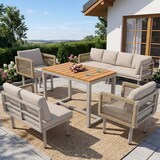 thumbnail of Merax Garten-Lounge-Set für 8 Personen, Ecksofa mit 2 Sesseln & Tisch, 10 cm dicke Sitzkissen, wetterfestes Stahlgestell, Seilgeflecht-Design, Beige