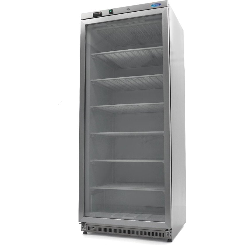 Gefrierschrank - 600L - Edelstahl - mit Glastür
