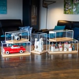 thumbnail of Acryl Vitrine mit Holzsockel für Figuren, HMF 46881, 14 x 14 x 22 cm