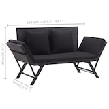 thumbnail of Helloshop26 - Banco de jardín mobiliario de terraza exterior muebles de terraza con cojines 110 x 60 x 32 cm resina trenzada negra 02_0011595
