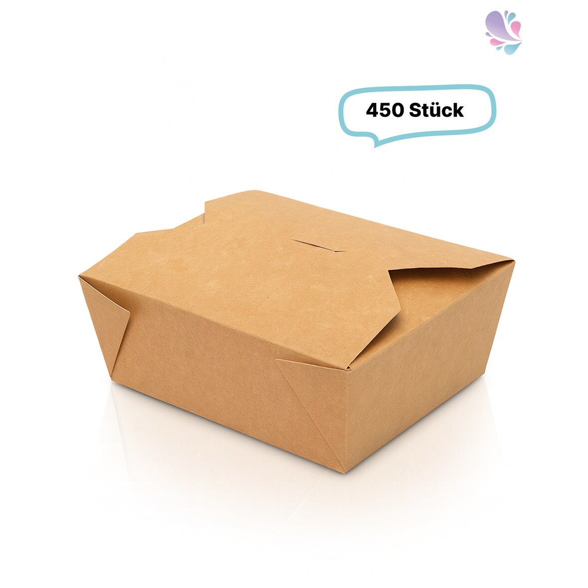 Lunch-Box 750ml 450 Stk, to go, take away, biologisch abbaubar, natürliches Design, weiße Innenschicht