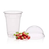 thumbnail of SET: Smoothie Cups 300ml + Deckel mit Loch - 800 Stück, transparentes recyceltes PET