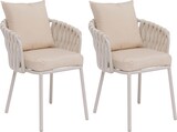 thumbnail of 2er-Set Aluminium-Esszimmerstuhl HWC-P89, Indoor Stuhl Armlehne, Stoff/Textil (180 g/m²) Seilgeflecht Rope ~ creme