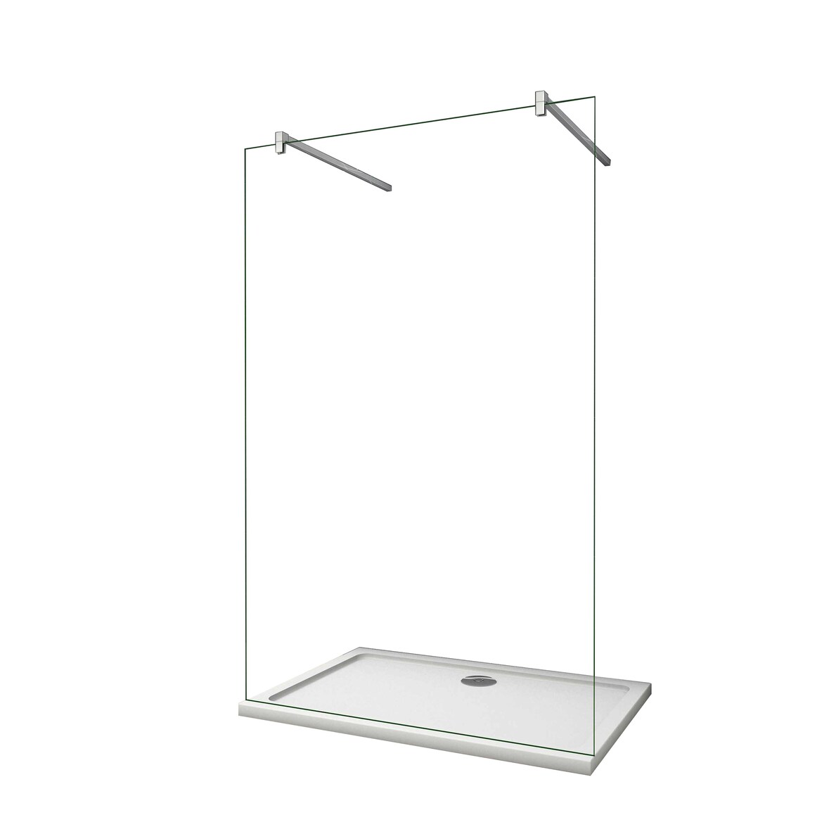 AICA Walkin Mampara Panel de ducha 1 hoja Vidrio Antical 10mm 87x200cm con Dos barras 140cm