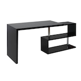 thumbnail of Design hoekbureau HWC-A68, bureautafel bureau, hoogglans draaibaar 120x60cm ~ zwart