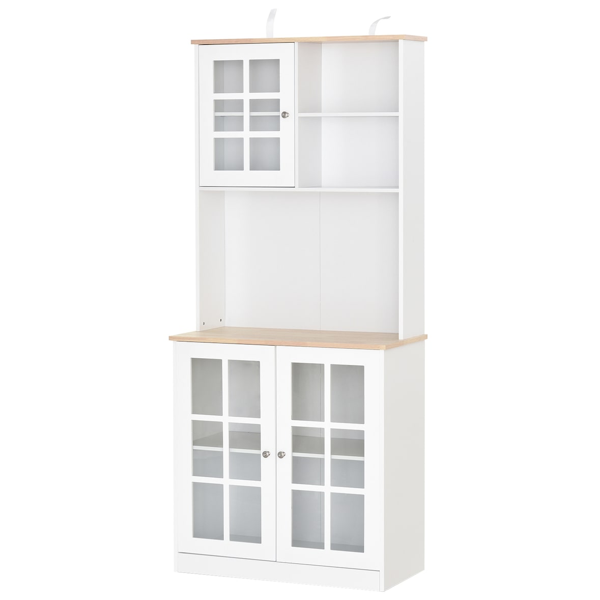 Armario de cocina alacena de cocina con estantes y puertas de vidrio para pequeños electrodomésticos y menaje para comedor sala 80x37x183 cm