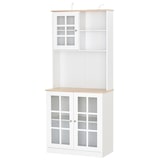 thumbnail of Armario de cocina alacena de cocina con estantes y puertas de vidrio para pequeños electrodomésticos y menaje para comedor sala 80x37x183 cm