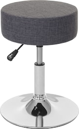 thumbnail of Hocker höhenverstellbar und drehbar | Sitzhöhe 43-55cm | Durchmesser 35cm | Textil | Grau | Sitzhocker Schminkhocker