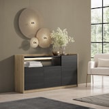 thumbnail of Sideboard, Highboard, 156x80x37 cm, 3 Türen, LED, Schwarz Eiche