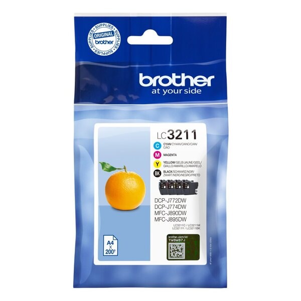 TINTENPATRONEN LC-3211 Value Pack für BROTHER Drucker, für ca. 200 Seiten je Farbe, Cyan, Magenta, Gelb, Schwarz