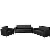 thumbnail of 3-2-1 Sofagarnitur Kunda, Couch Loungesofa Kunstleder, Metall-Füße ~ schwarz