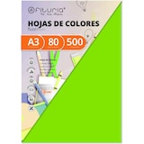 thumbnail of Pack de 500 Hojas, Color Verde Fluor Tamaño A3 80g, Colores Intensos para Manualidades, Diseños Creativos y Proyectos de Arte Ofituria.