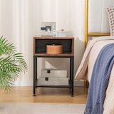 thumbnail of COSTWAY Industriedesign Beistelltisch Nachttisch Sofatisch mit Metallgestell und Gitterablage (braun)