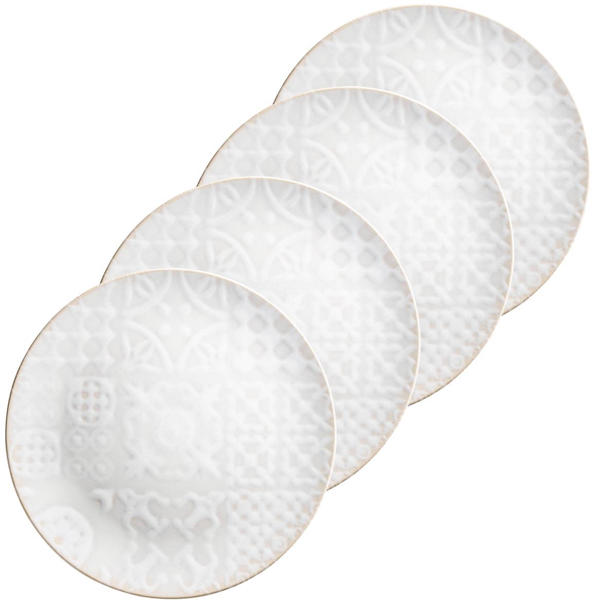 MÄSER Teller flach 27 cm 4er Set, Traditional Tiles weiss, 581181