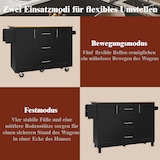 thumbnail of Kücheninsel Küchenwagen 135x74x87 cm mit klappbarer Tischplatte, 5 feststellbaren Rollen, 3 Schubladen, Türregal, Handtuchhalter, Schwarz