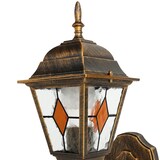 thumbnail of Licht-Erlebnisse Außenwandlampe SALZBURG M Glas Tiffany Rot Schwarz Antik IP44 nostalgische Wandleuchte Hof Garten, 3355H red-black + G(A2) figured
