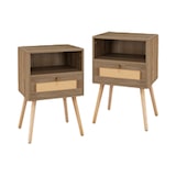 thumbnail of COSTWAY Rattan-Nachttisch, 2er-Set, Nachttisch mit Schublade und offenem Fach