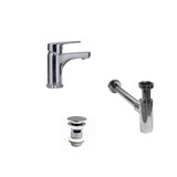 thumbnail of Robinet bec bas TAP + bonde CLINT + siphon SIMON