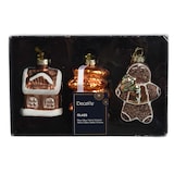 thumbnail of Christbaumschmuck Glas 7cm Lebkuchen Figuren 3er Set Weihnachtsbaum Anhänger Weihnachten Weihnachtsbaumschmuck Lebkuchenmann Lebkuchenhaus Braun